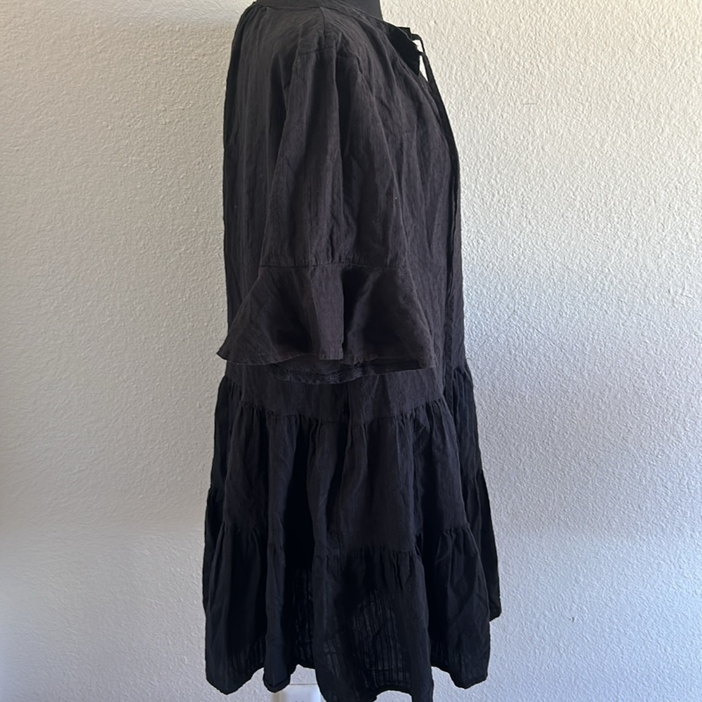 Petal & Pup Cotton Black Ruffle Tiered Mini Dress Size Large - Picture 4 of 8